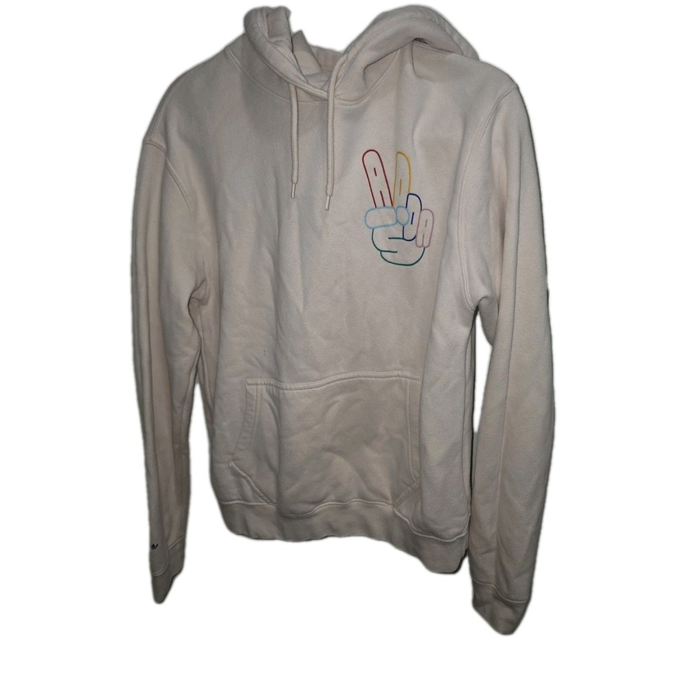 Adidas Originals OG Peace Sign Hoodie Women's Sz S Pink Muliticolor Peace Sign